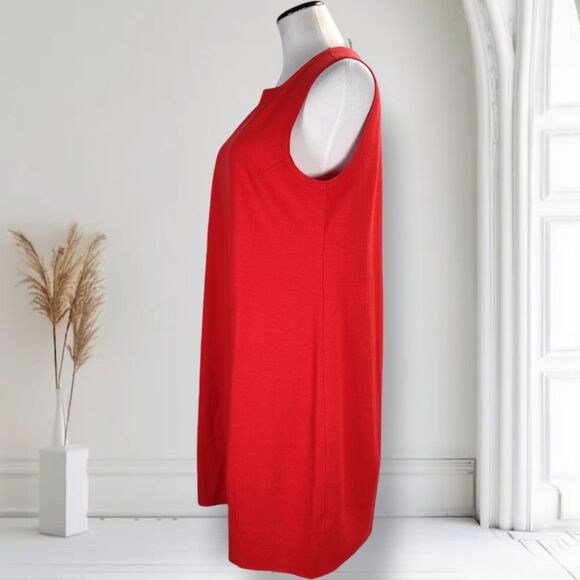 Eileen Fisher Boiled Wool Mini Dress Size M Orange Crew Neck Shift - Picture 4 of 13